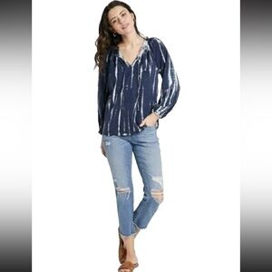Knox Rose Women's Navy Tie-Dye Top Size XL